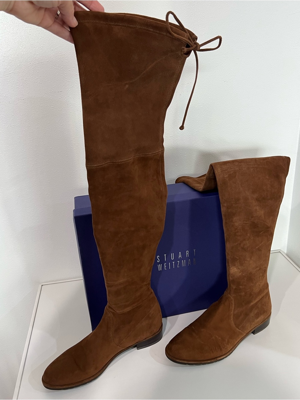 Stuart Weitzman Lowland Over-the-Knee Boots – Walnut Suede – Women’s Size 9